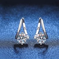 1 Pair Elegant Geometric Plating Inlay Sterling Silver Zircon White Gold Plated Earrings main image 1