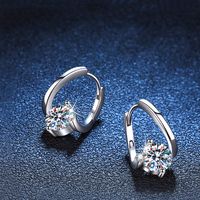 1 Pair Elegant Geometric Plating Inlay Sterling Silver Zircon White Gold Plated Earrings main image 4