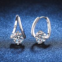 1 Pair Elegant Geometric Plating Inlay Sterling Silver Zircon White Gold Plated Earrings main image 3