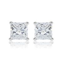 1 Pair Simple Style Geometric Inlay Sterling Silver Zircon Silver Plated Ear Studs sku image 2