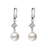 1 Pair Elegant Geometric Plating Inlay Copper Artificial Pearls Zircon White Gold Plated Drop Earrings main image 4