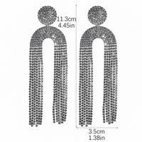 1 Par Elegante Lujoso Forma De U Borla Embutido Aleación Diamantes De Imitación Pendientes De Gota sku image 2