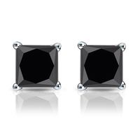 1 Pair Simple Style Geometric Inlay Sterling Silver Zircon Silver Plated Ear Studs sku image 3