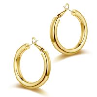 1 Pair Vintage Style Simple Style Classic Style Round Plating Hollow Out Copper 14k Gold Plated Hoop Earrings sku image 3