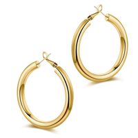1 Pair Vintage Style Simple Style Classic Style Round Plating Hollow Out Copper 14k Gold Plated Hoop Earrings sku image 5