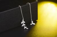 1 Pair Simple Style Leaf Plating Copper White Gold Plated Ear Line main image 4