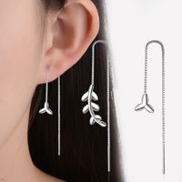 1 Pair Simple Style Leaf Plating Copper White Gold Plated Ear Line main image 1