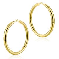 1 Pair Vintage Style Simple Style Classic Style Round Plating Hollow Out Copper 14k Gold Plated Hoop Earrings sku image 7