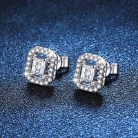 1 Pair Elegant Square Plating Inlay Sterling Silver Zircon White Gold Plated Ear Studs main image 3