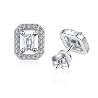 1 Pair Elegant Square Plating Inlay Sterling Silver Zircon White Gold Plated Ear Studs main image 5