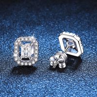 1 Pair Elegant Square Plating Inlay Sterling Silver Zircon White Gold Plated Ear Studs main image 4