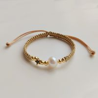 Fashion Geometric Natural Freshwater Pearl Copper Knitting Bracelets main image 6
