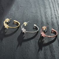 1 Pair Simple Style Pentagram Plating Inlay Copper Zircon 14k Gold Plated Ear Studs main image 1