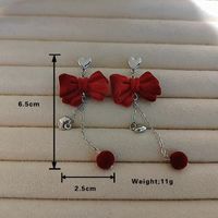 1 Pair Sweet Bow Knot Alloy Flocking Drop Earrings main image 2