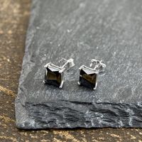 1 Pair Simple Style Geometric Inlay Sterling Silver Zircon Silver Plated Ear Studs main image 4