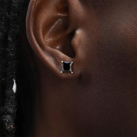 1 Pair Simple Style Geometric Inlay Sterling Silver Zircon Silver Plated Ear Studs main image 6