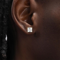 1 Pair Simple Style Geometric Inlay Sterling Silver Zircon Silver Plated Ear Studs main image 5