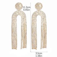 1 Pair Elegant Luxurious U Shape Tassel Inlay Alloy Rhinestones Drop Earrings sku image 5