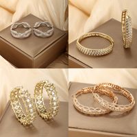 1 Pair Exaggerated Xuping Simple Style Solid Color Plating Inlay Alloy Copper Alloy Artificial Gemstones 14k Gold Plated 18k Gold Plated White Gold Plated Hoop Earrings main image 1
