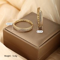 1 Pair Exaggerated Xuping Simple Style Solid Color Plating Inlay Alloy Copper Alloy Artificial Gemstones 14k Gold Plated 18k Gold Plated White Gold Plated Hoop Earrings main image 2
