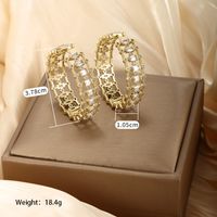 1 Pair Exaggerated Xuping Simple Style Solid Color Plating Inlay Alloy Copper Alloy Artificial Gemstones 14k Gold Plated 18k Gold Plated White Gold Plated Hoop Earrings main image 4