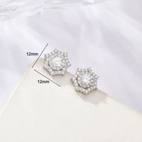 1 Pair Simple Style Shiny Round Polygon Square Plating Inlay Sterling Silver Zircon White Gold Plated Ear Studs sku image 4