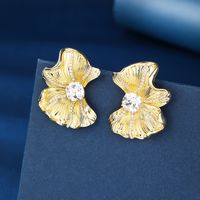 1 Pair Simple Style Commute Flower Plating Inlay Copper Zircon 18k Gold Plated Ear Studs sku image 1