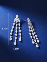 1 Pair Luxurious Shiny Tassel Plating Inlay Copper Zircon White Gold Plated Drop Earrings main image 2