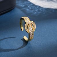 Glam Geometrisch Kupfer 18 Karat Vergoldet Zirkon Offener Ring In Masse main image 4