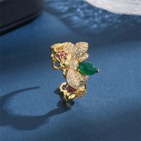Glam Geometrisch Kupfer 18 Karat Vergoldet Zirkon Offener Ring In Masse sku image 3
