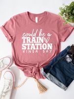 Women's T-shirt Short Sleeve T-shirts Printing Simple Style Letter main image 3