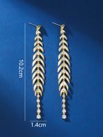 1 Pair Glam Fish Bone Plating Inlay Copper Zircon 18k Gold Plated Drop Earrings main image 2