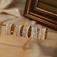 Elegant Simple Style Solid Color Titanium Steel Plating Inlay Zircon 18k Gold Plated Rings main image 3