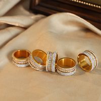 Elegant Simple Style Solid Color Titanium Steel Plating Inlay Zircon 18k Gold Plated Rings main image 6