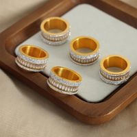 Elegant Simple Style Solid Color Titanium Steel Plating Inlay Zircon 18k Gold Plated Rings main image 8