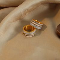 Elegant Simple Style Solid Color Titanium Steel Plating Inlay Zircon 18k Gold Plated Rings main image 9