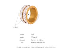 Elegant Einfacher Stil Einfarbig Titan Stahl Überzug Inlay Zirkon 18 Karat Vergoldet Ringe main image 2