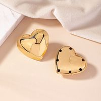 1 Pair Simple Style Heart Shape Plating Alloy Gold Plated Ear Studs main image 5