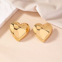 1 Pair Simple Style Heart Shape Plating Alloy Gold Plated Ear Studs main image 3