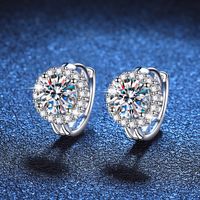 1 Pair Luxurious Round Plating Inlay Sterling Silver Zircon White Gold Plated Earrings main image 1