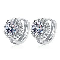 1 Pair Luxurious Round Plating Inlay Sterling Silver Zircon White Gold Plated Earrings main image 5