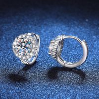 1 Pair Luxurious Round Plating Inlay Sterling Silver Zircon White Gold Plated Earrings main image 4