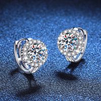 1 Pair Luxurious Round Plating Inlay Sterling Silver Zircon White Gold Plated Earrings main image 3