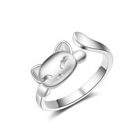 Cute Cat Copper Plating White Gold Plated Open Rings main image 1