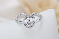 Ig Style Cute Cat Copper White Gold Plated Zircon Open Rings In Bulk main image 1