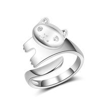 Lady Cat Copper Plating White Gold Plated Open Rings main image 1
