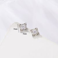 1 Pair Simple Style Shiny Round Polygon Square Plating Inlay Sterling Silver Zircon White Gold Plated Ear Studs sku image 1