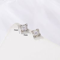 1 Paire Style Simple Brillant Rond Polygone Carré Placage Incruster Argent Sterling Zircon Or Blanc Plaqué Boucles D'oreilles sku image 1