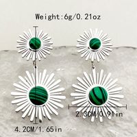 1 Pair Elegant Flower Plating Inlay 304 Stainless Steel Turquoise 14K Gold Plated Drop Earrings main image 2