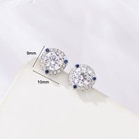 1 Pair Simple Style Shiny Round Polygon Square Plating Inlay Sterling Silver Zircon White Gold Plated Ear Studs sku image 2